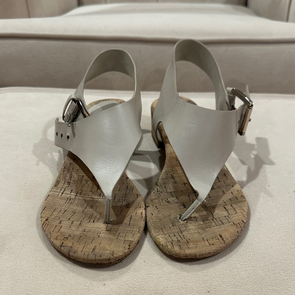 Michael Kors Ecru Leather Thong Sandals